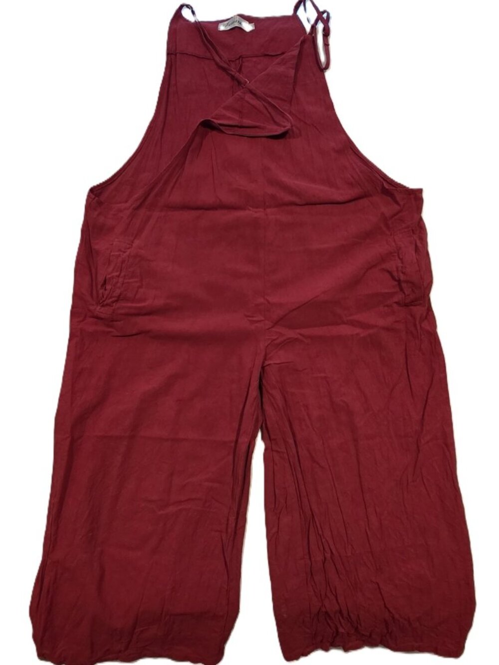 *Women's Jumpsuit Overalls Plus Size Wide Leg Linen Baggy Bib Pants Red*